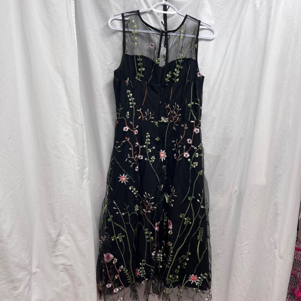 Sheer tulle, floral dress.